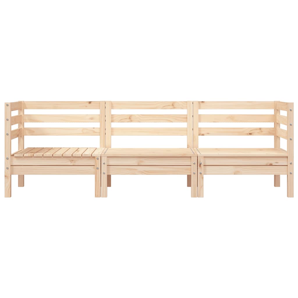 Garden Sofa 3-Seater Solid Wood Pine