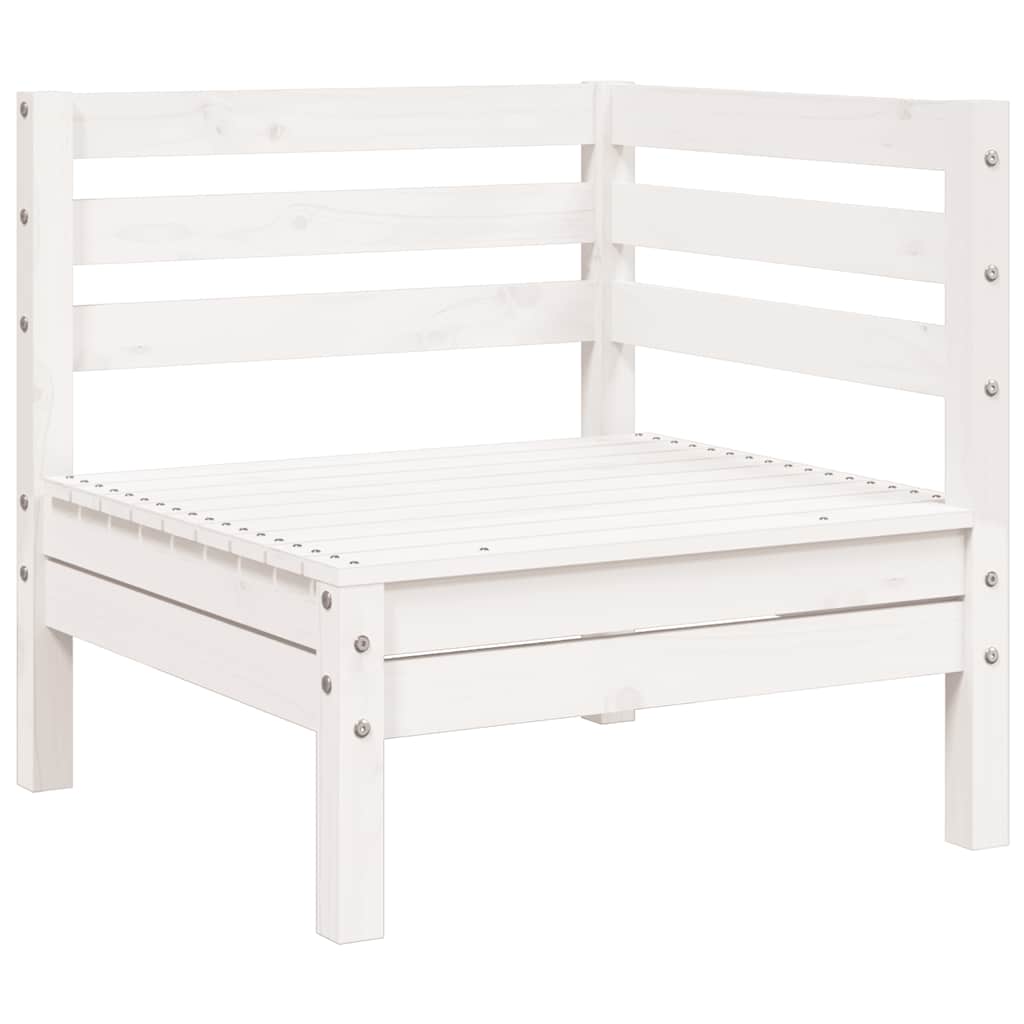 Garden Sofa 3-Seater White Solid Wood Pine