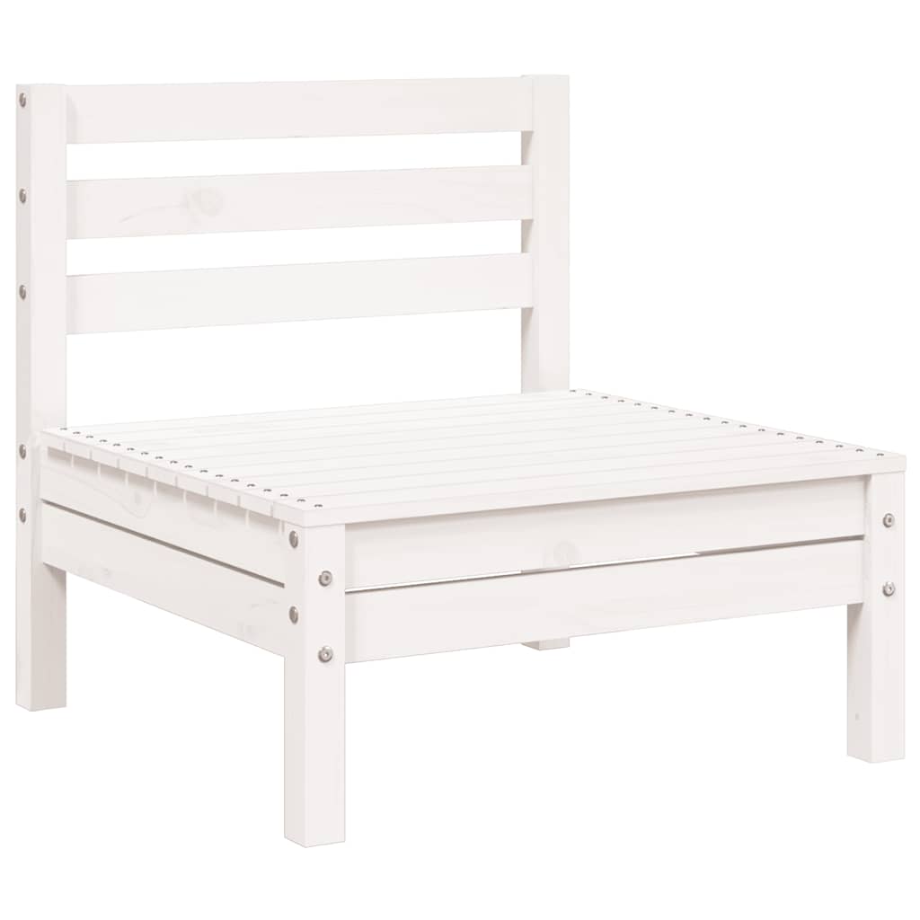 Garden Sofa 3-Seater White Solid Wood Pine