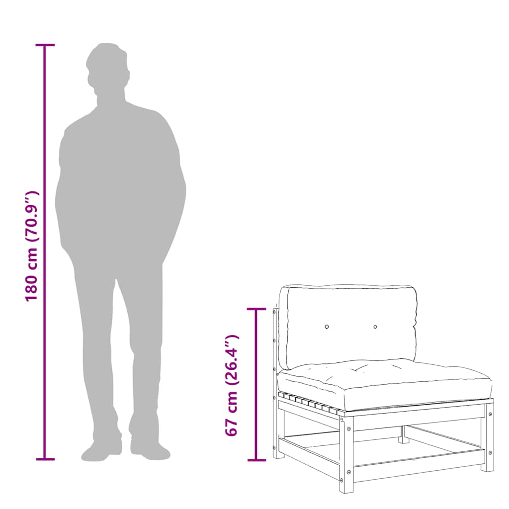 Garden Sofas Armless with Cushions 2 pcs Impregnated Wood Pine