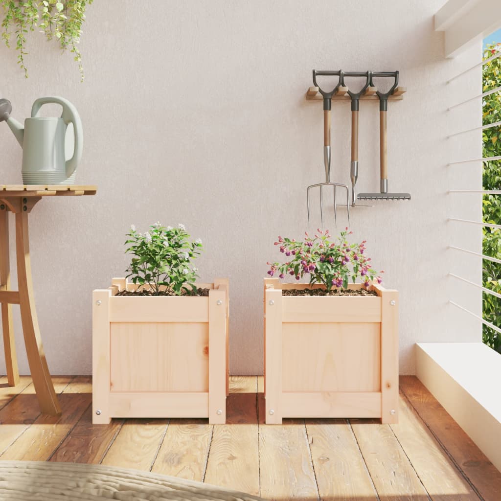 Garden Planters 2 pcs Solid Wood Pine