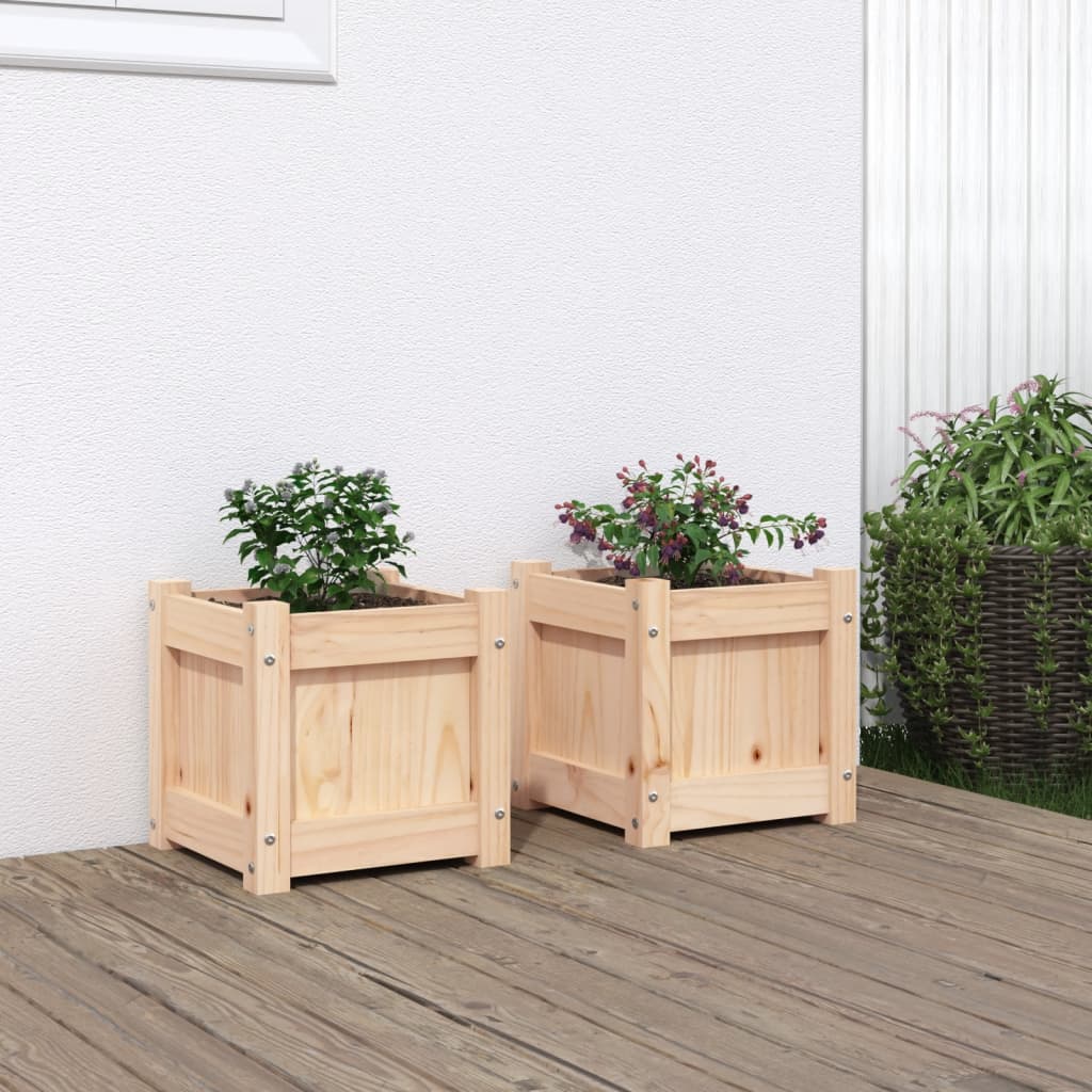 Garden Planters 2 pcs Solid Wood Pine