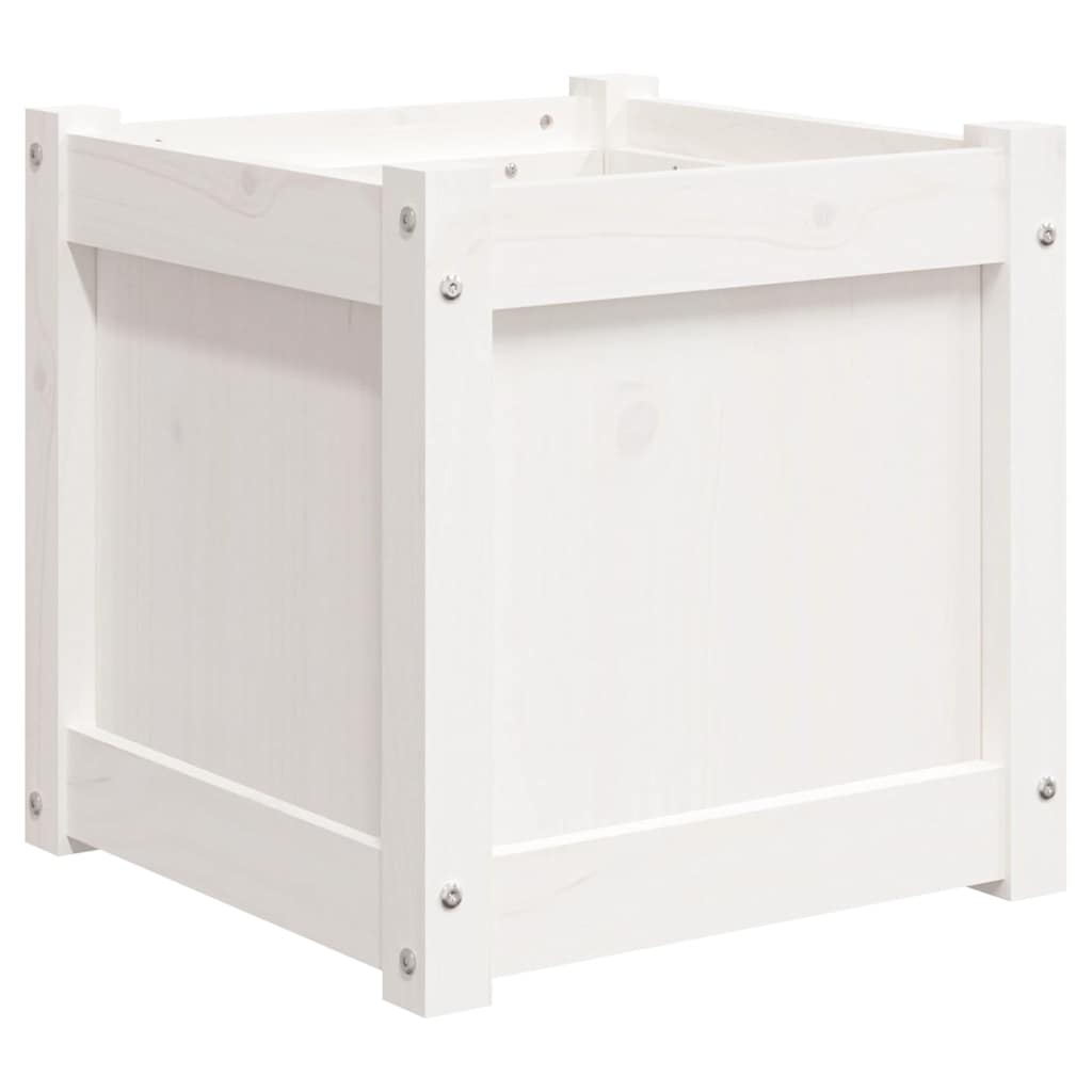 Garden Planter White 40x40x40 cm Solid Wood Pine