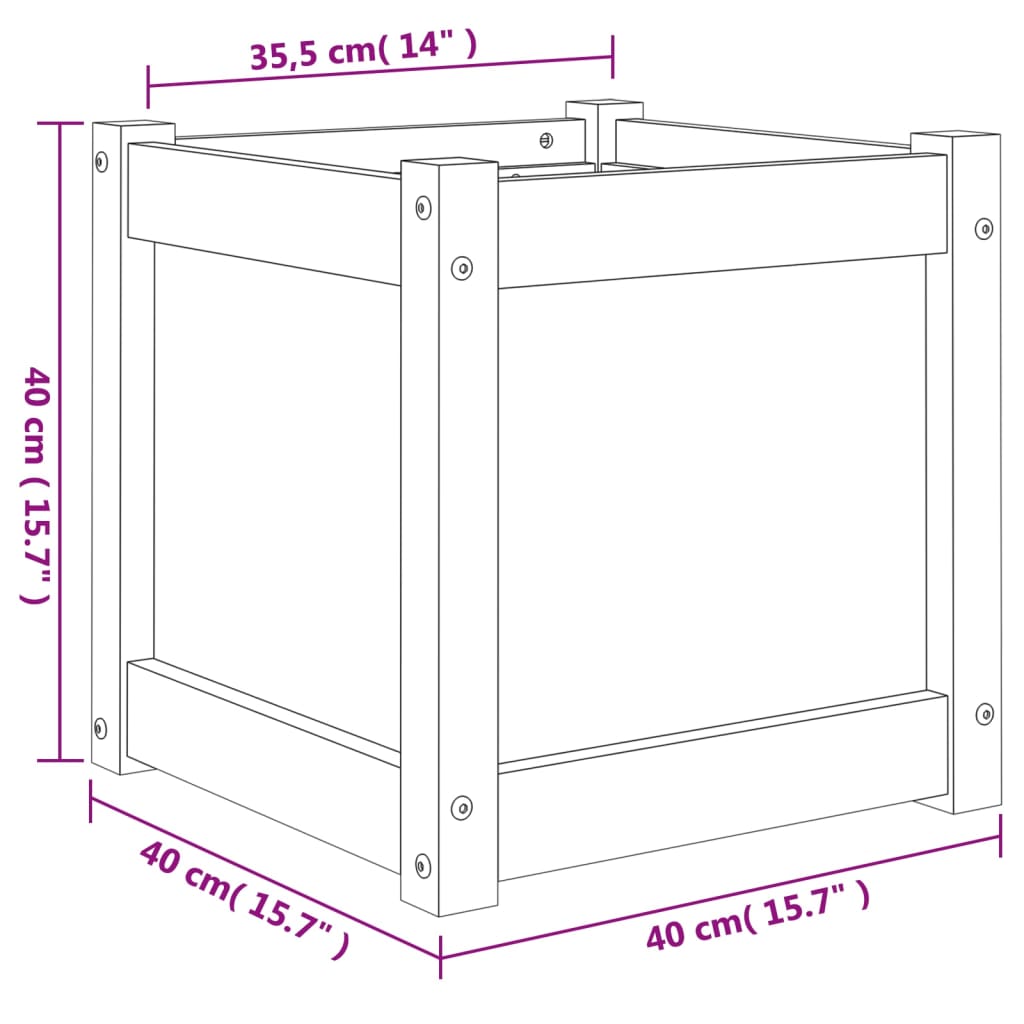 Garden Planter White 40x40x40 cm Solid Wood Pine