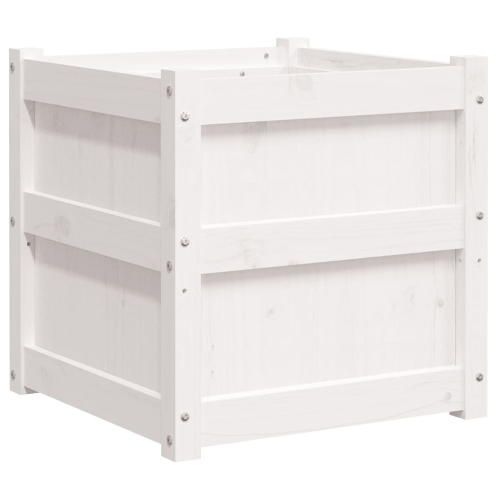 Garden Planter White 50x50x50 cm Solid Wood Pine