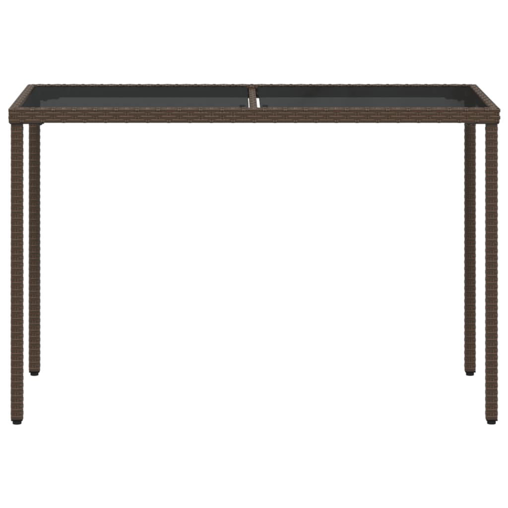 Garden Table with Glass Top Brown 115x54x74 cm Poly Rattan