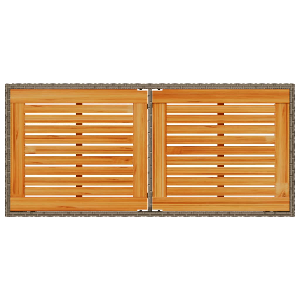 Garden Table with Acacia Wood Top Grey 115x54x74 cm Poly Rattan