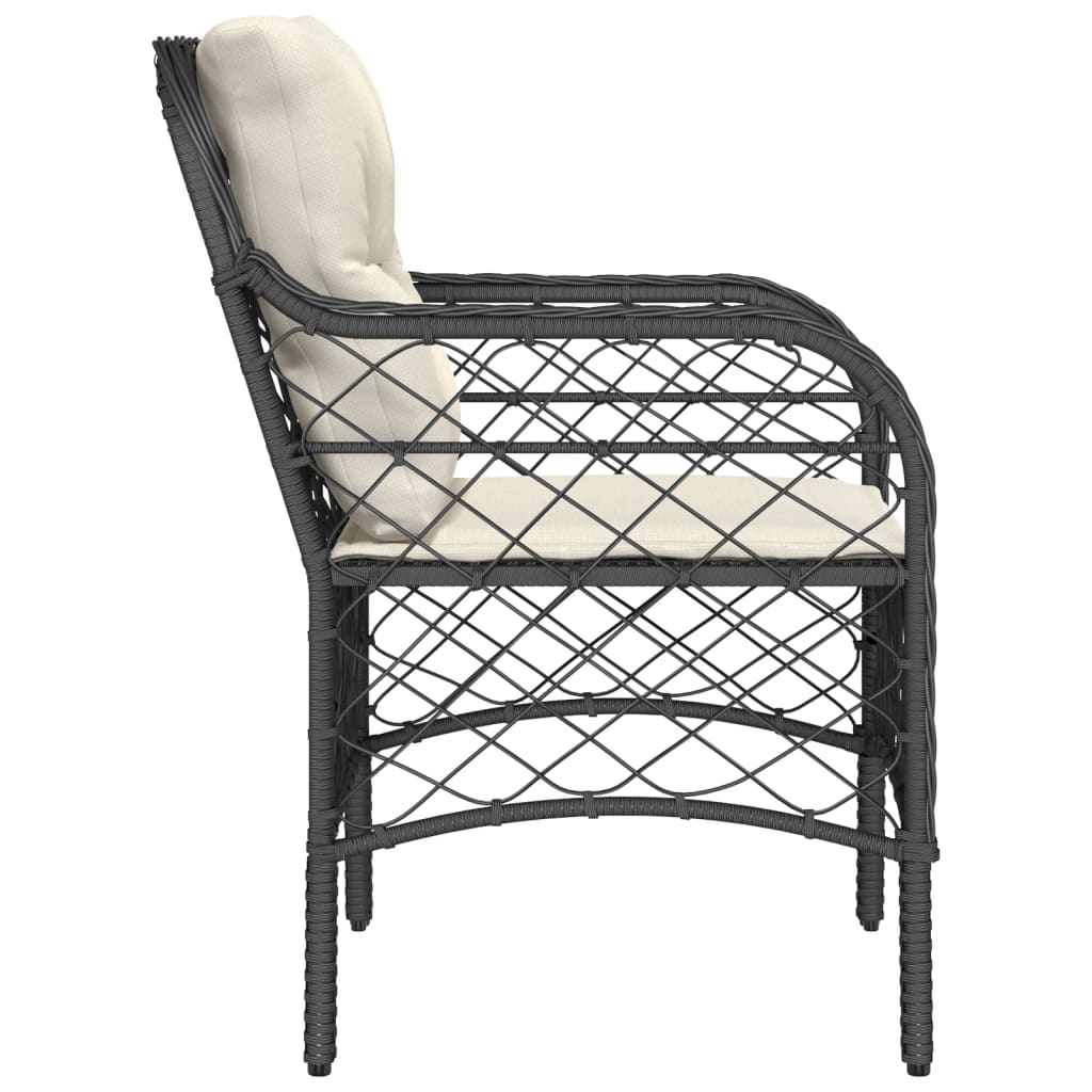 Garden Chairs with Cushions 2 pcs Black Poly Rattan
