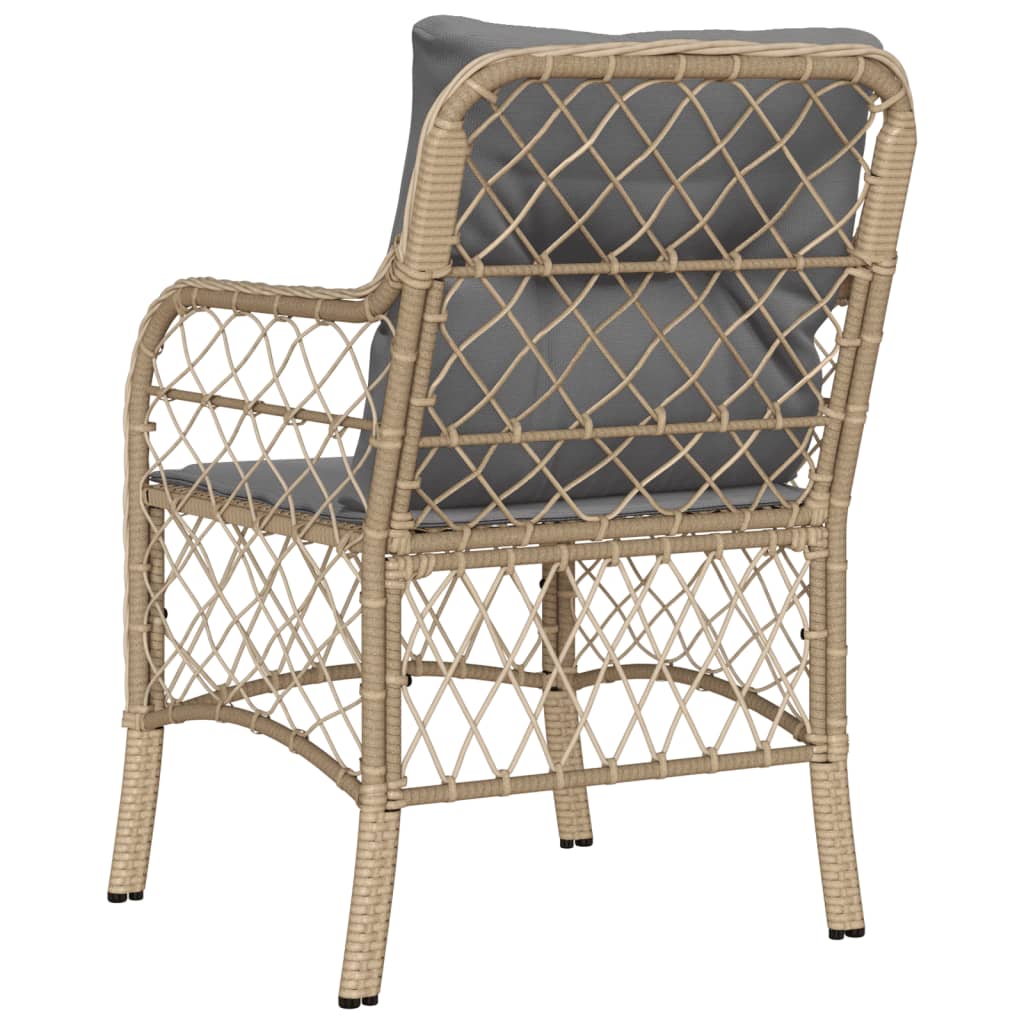 Garden Chairs with Cushions 2 pcs Mix Beige Poly Rattan