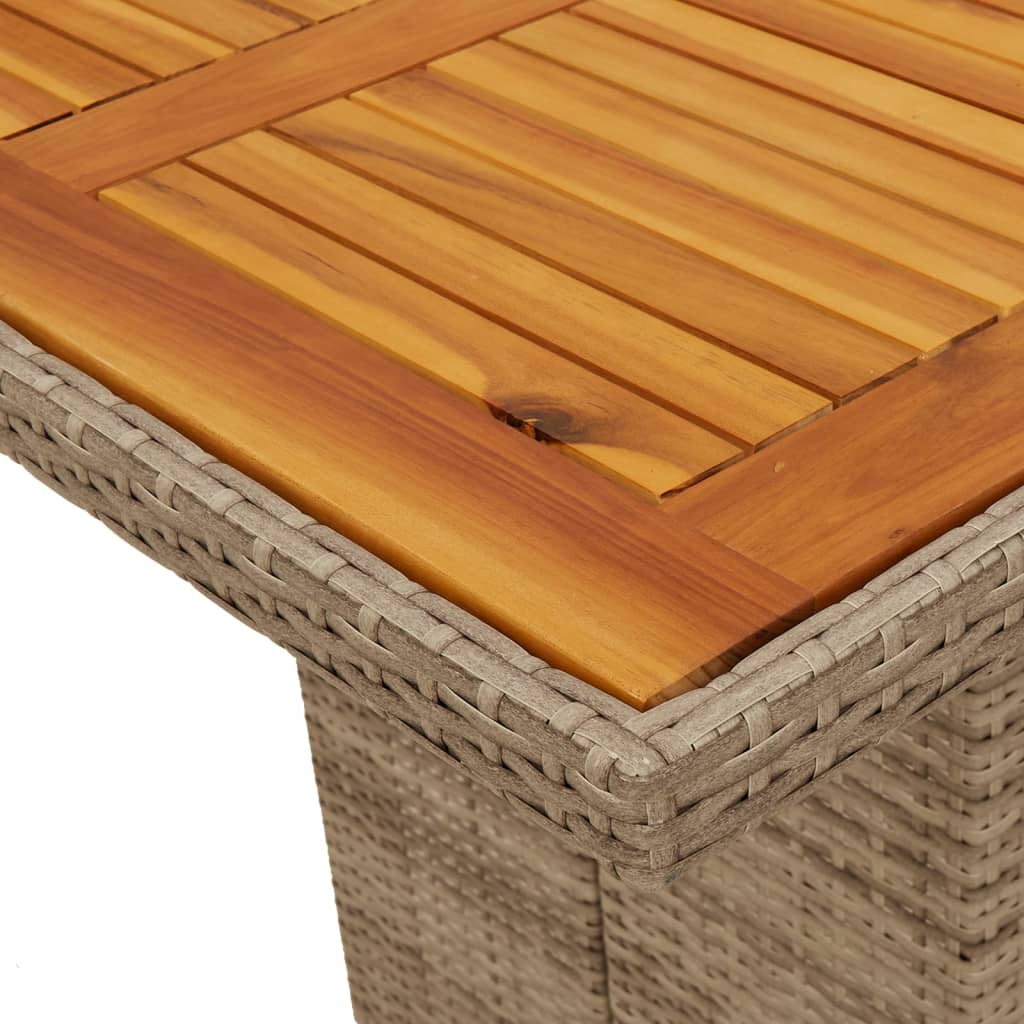 Garden Table with Acacia Wood Top Beige 190x80x74 cm Poly Rattan