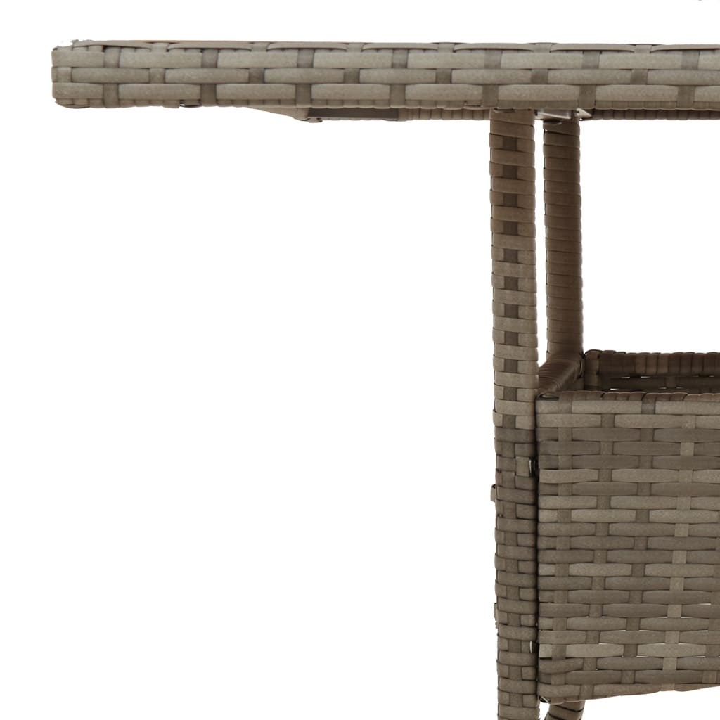 Garden Table with Acacia Wood Top Grey 80x80x75 cm Poly Rattan