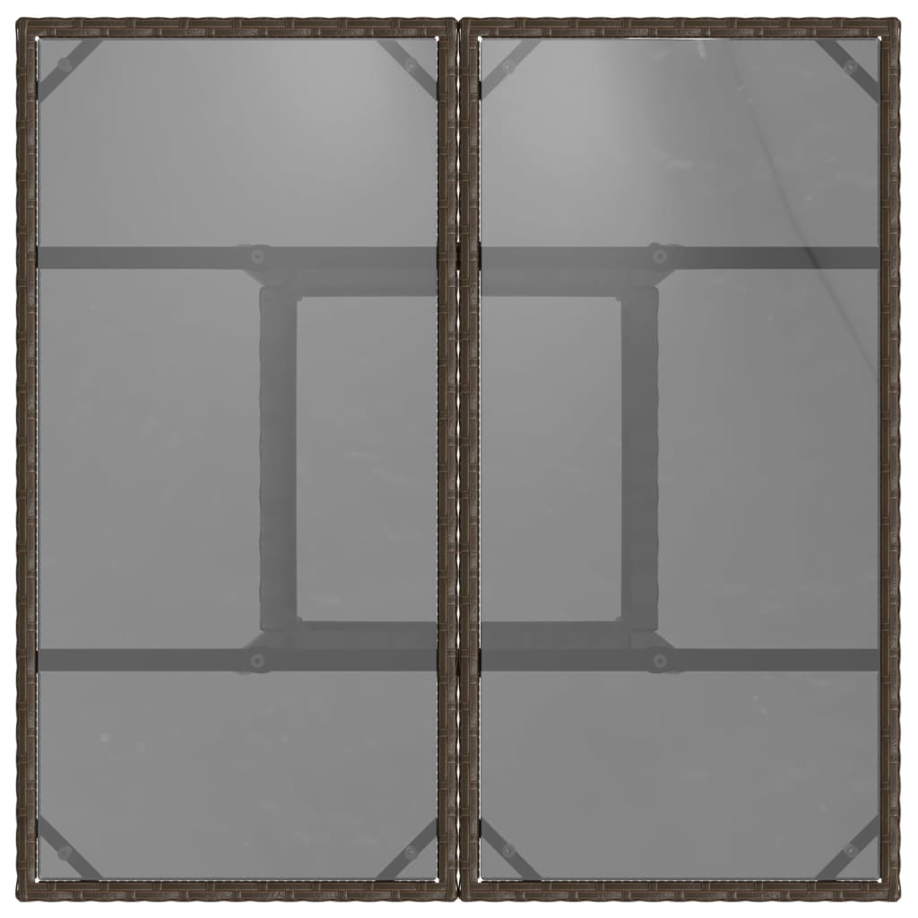 Garden Table with Glass Top Brown 80x80x75 cm Poly Rattan