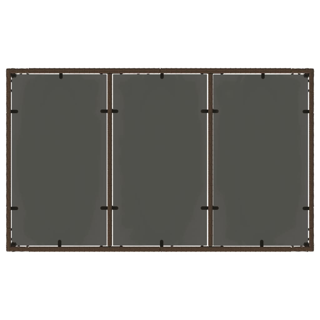 Garden Table with Glass Top Brown 150x90x75 cm Poly Rattan