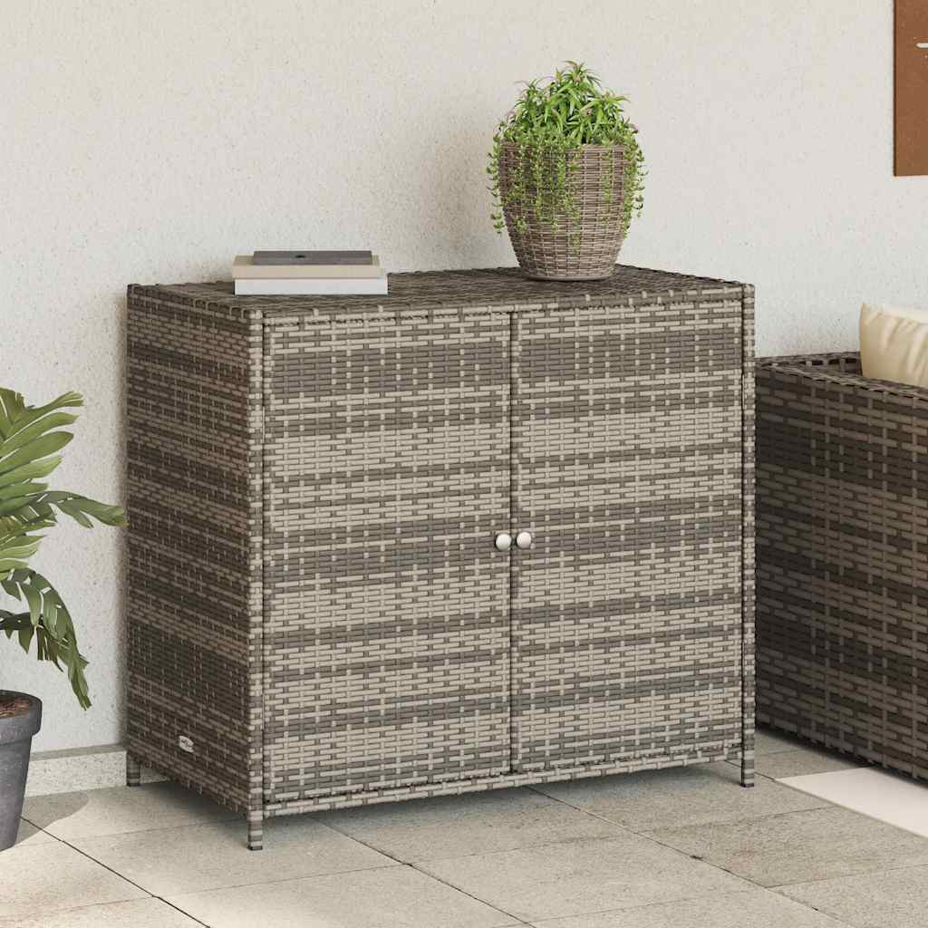 Garden Storage Cabinet Grey 83x45x76 cm Poly Rattan