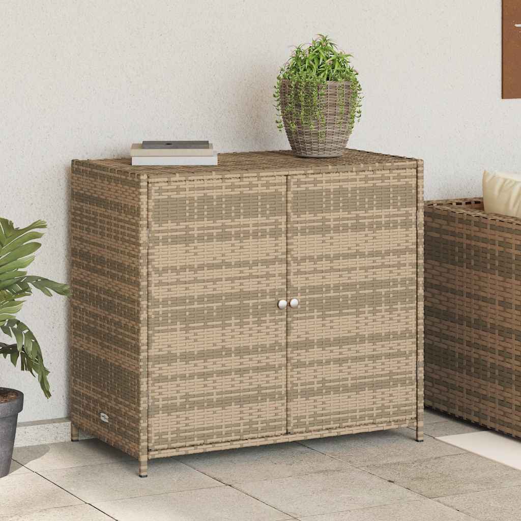 Garden Storage Cabinet Beige 83x45x76 cm Poly Rattan