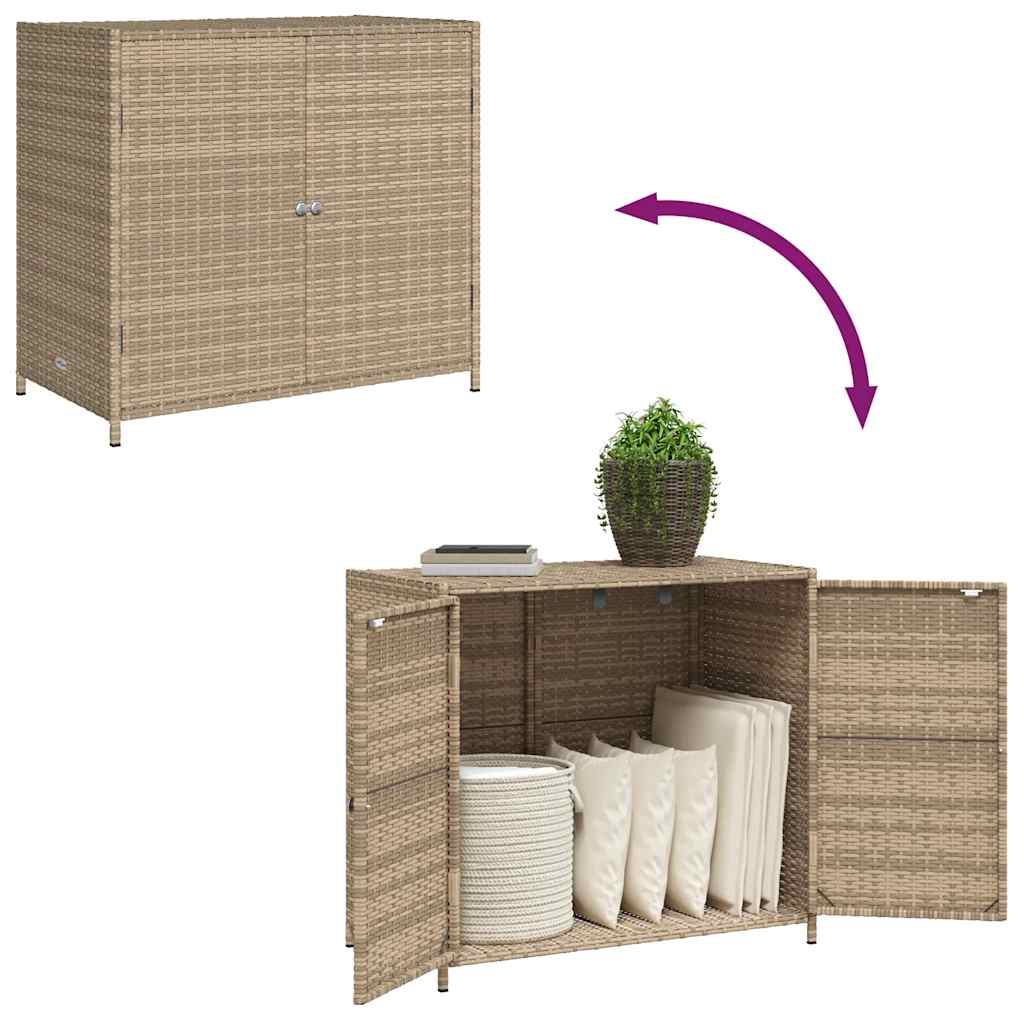 Garden Storage Cabinet Beige 83x45x76 cm Poly Rattan