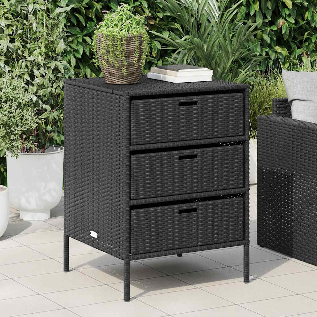 Garden Storage Cabinet Black 55x59x80 cm Poly Rattan