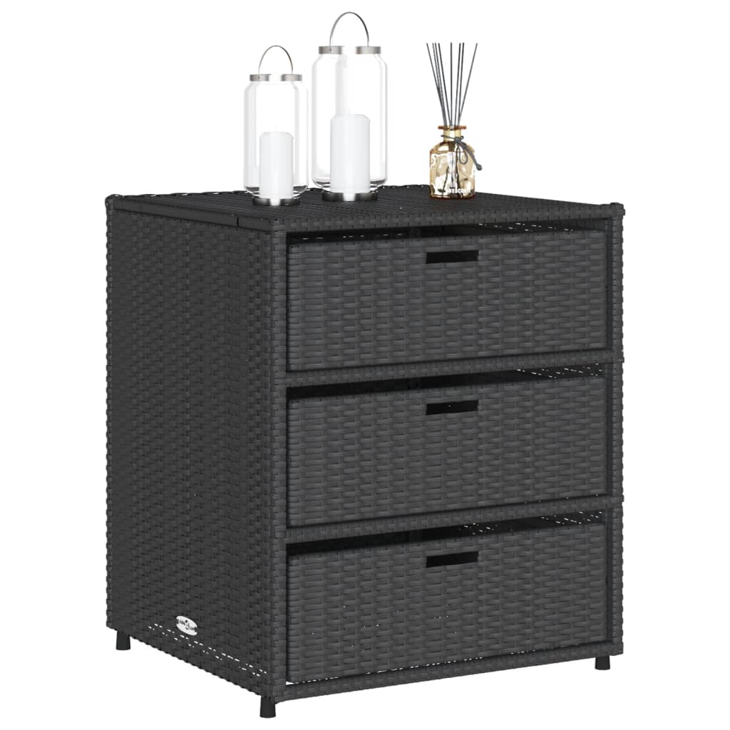 Garden Storage Cabinet Black 55x59x69 cm Poly Rattan