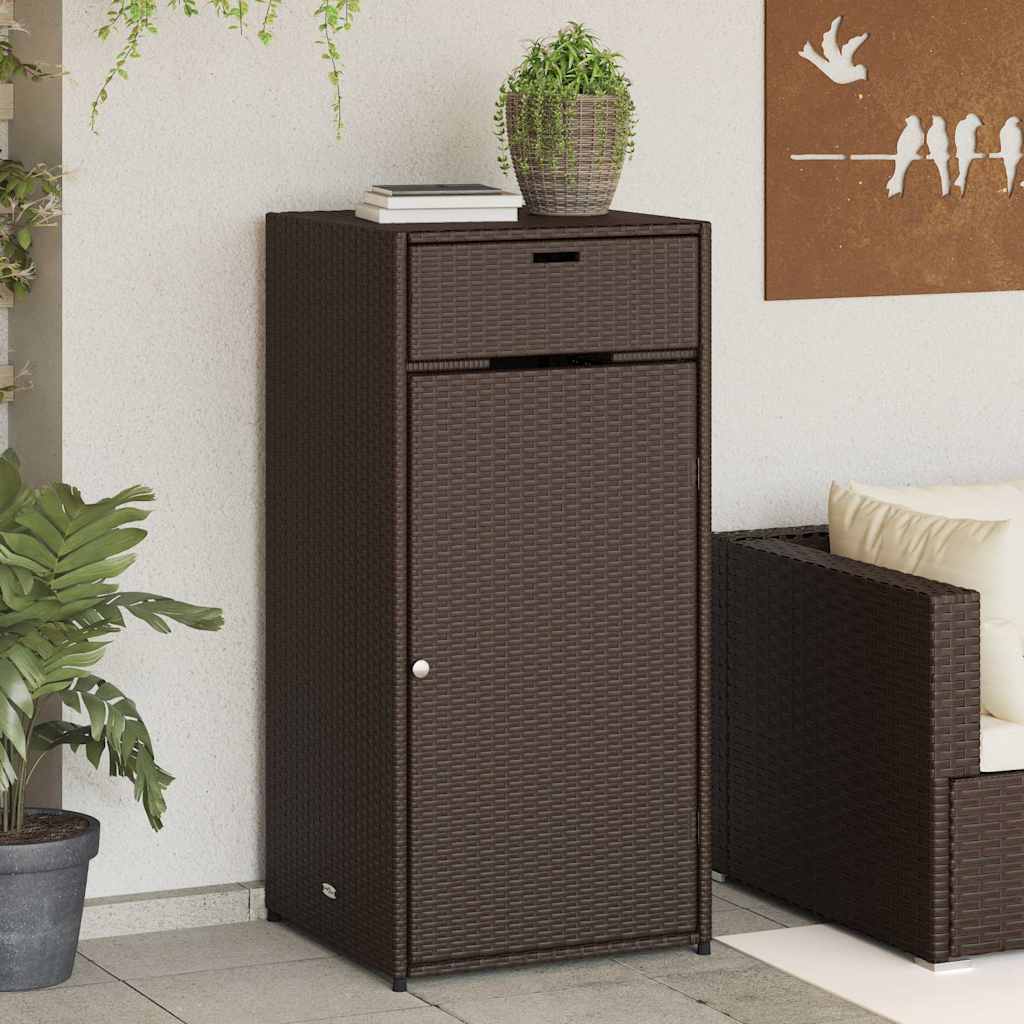 Garden Storage Cabinet Brown 55x55x111 cm Poly Rattan
