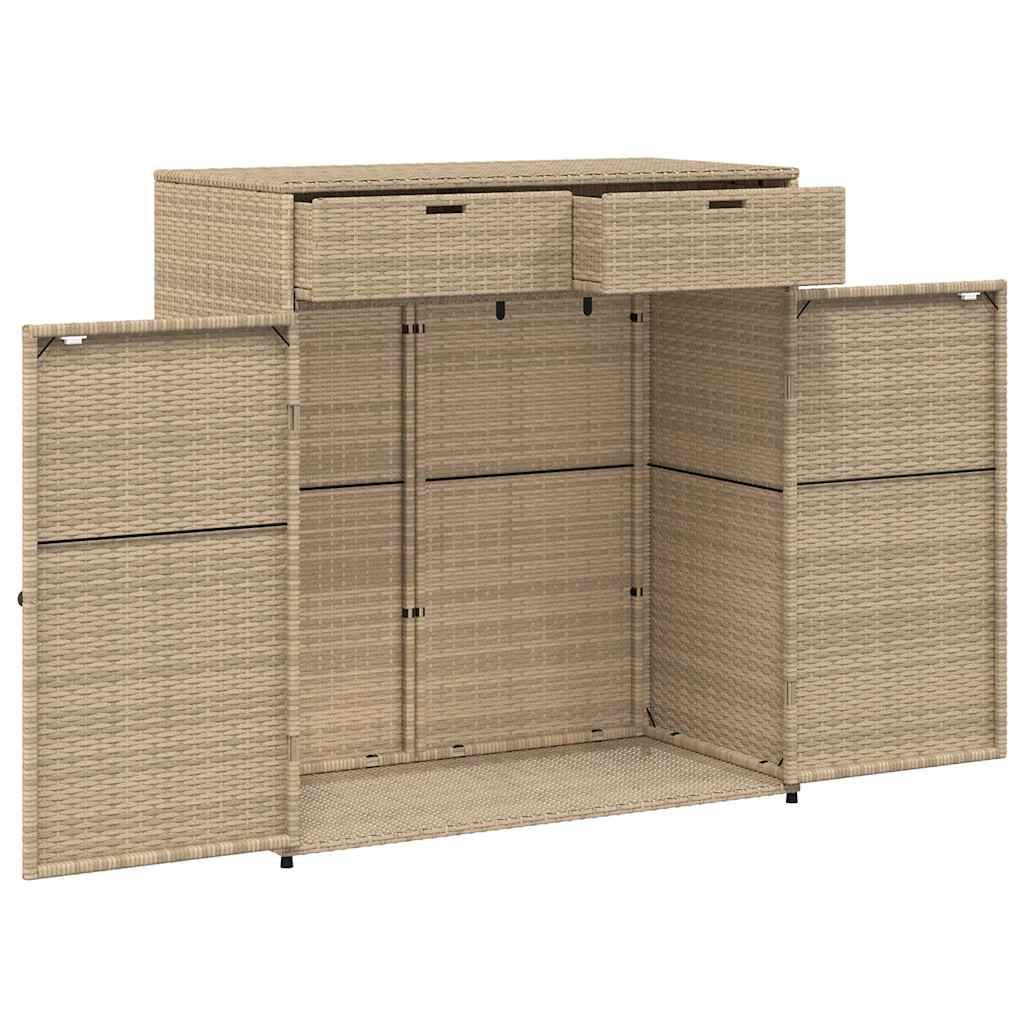 Garden Storage Cabinet Grey 105x55x113 cm Poly Rattan