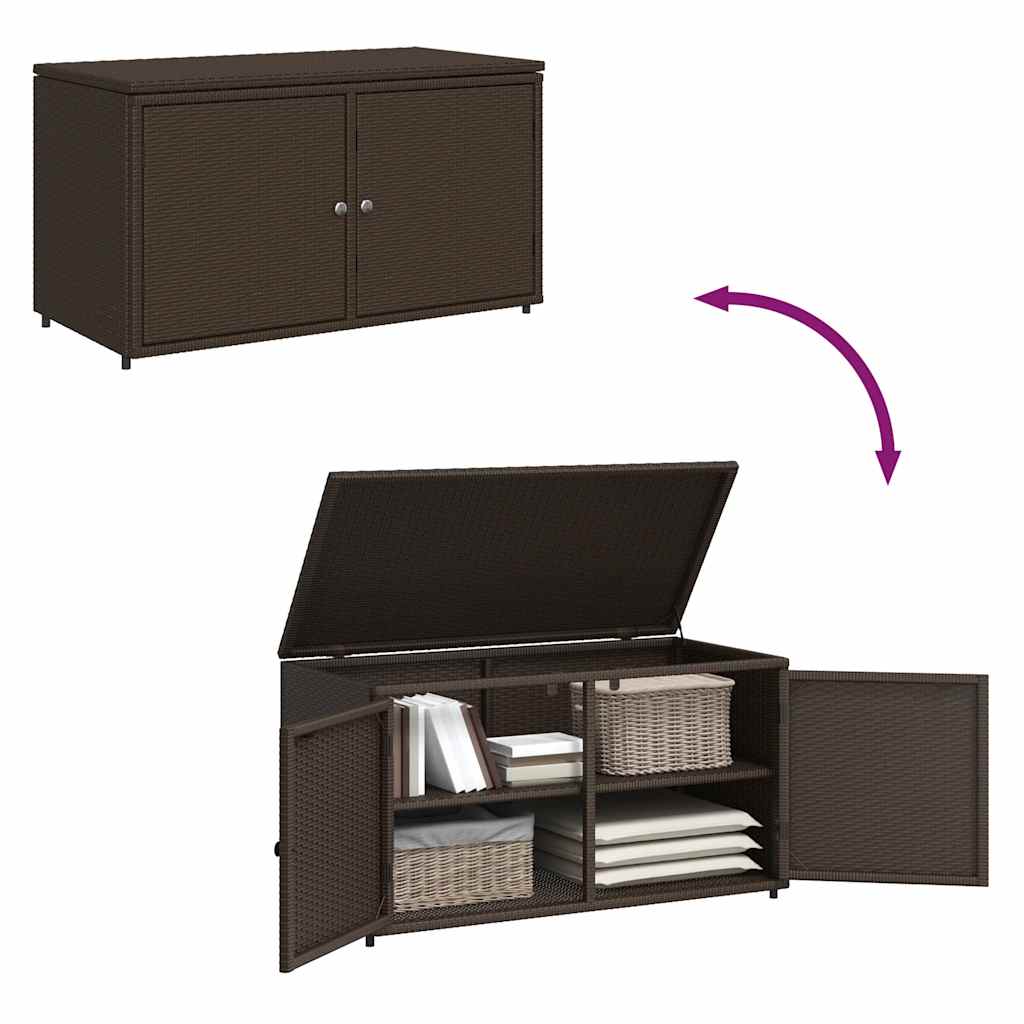 Garden Storage Cabinet Brown 110x55x60.5 cm Poly Rattan