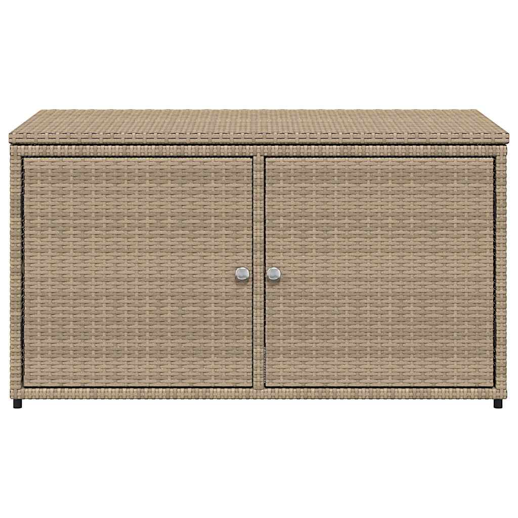 Garden Storage Cabinet Beige 110x55x60.5 cm Poly Rattan