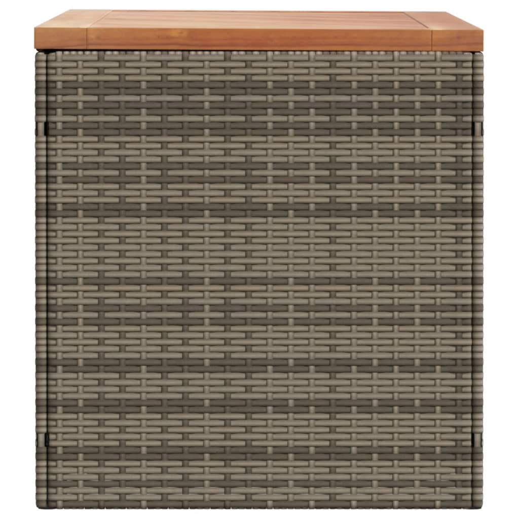 Garden Storage Box Grey 110x50x54 cm Poly Rattan Acacia Wood