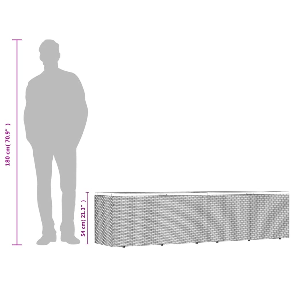 Garden Storage Box Grey 220x50x54 cm Poly Rattan Acacia Wood