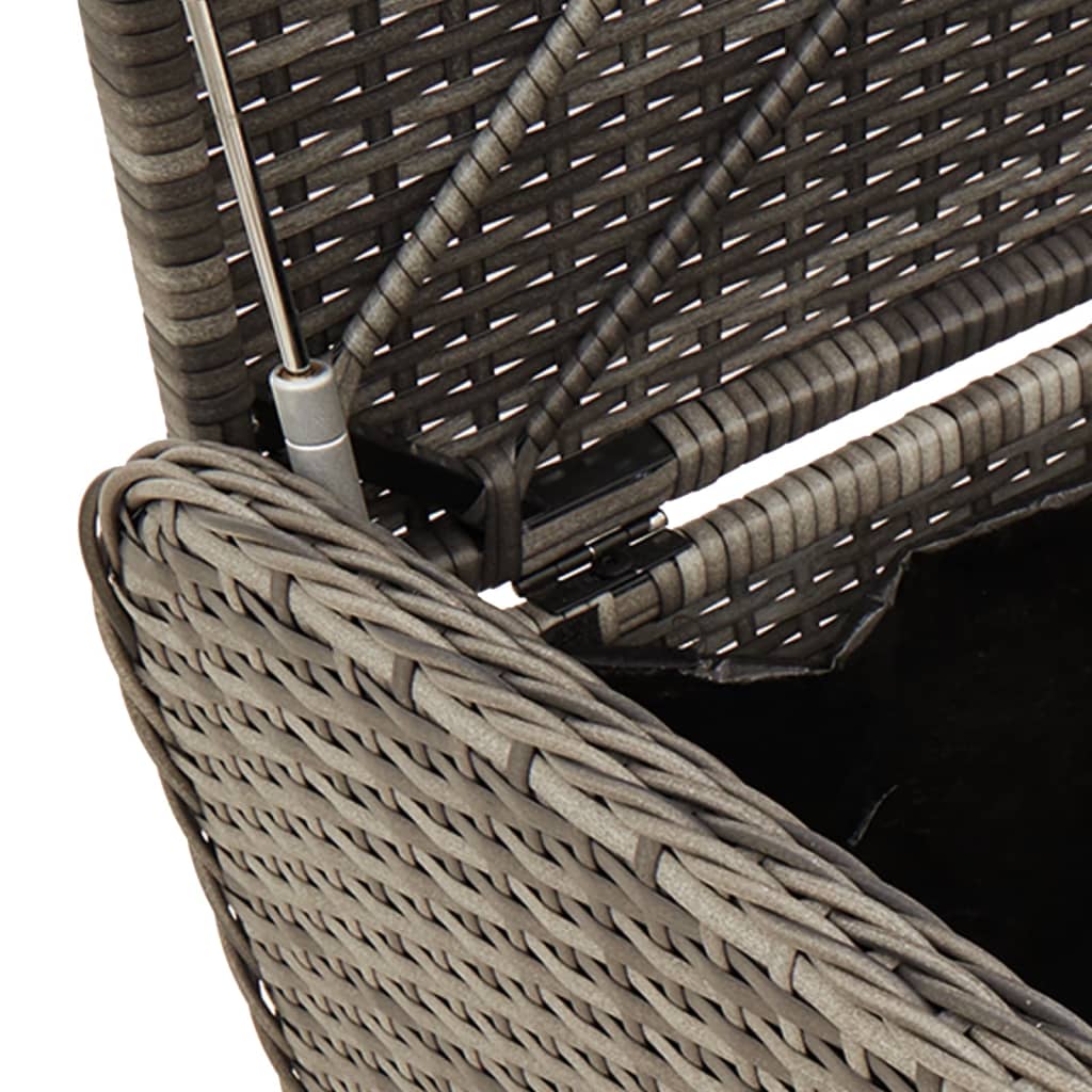 Storage Bench with Cushion Grey 115x51x52 cm Poly Rattan