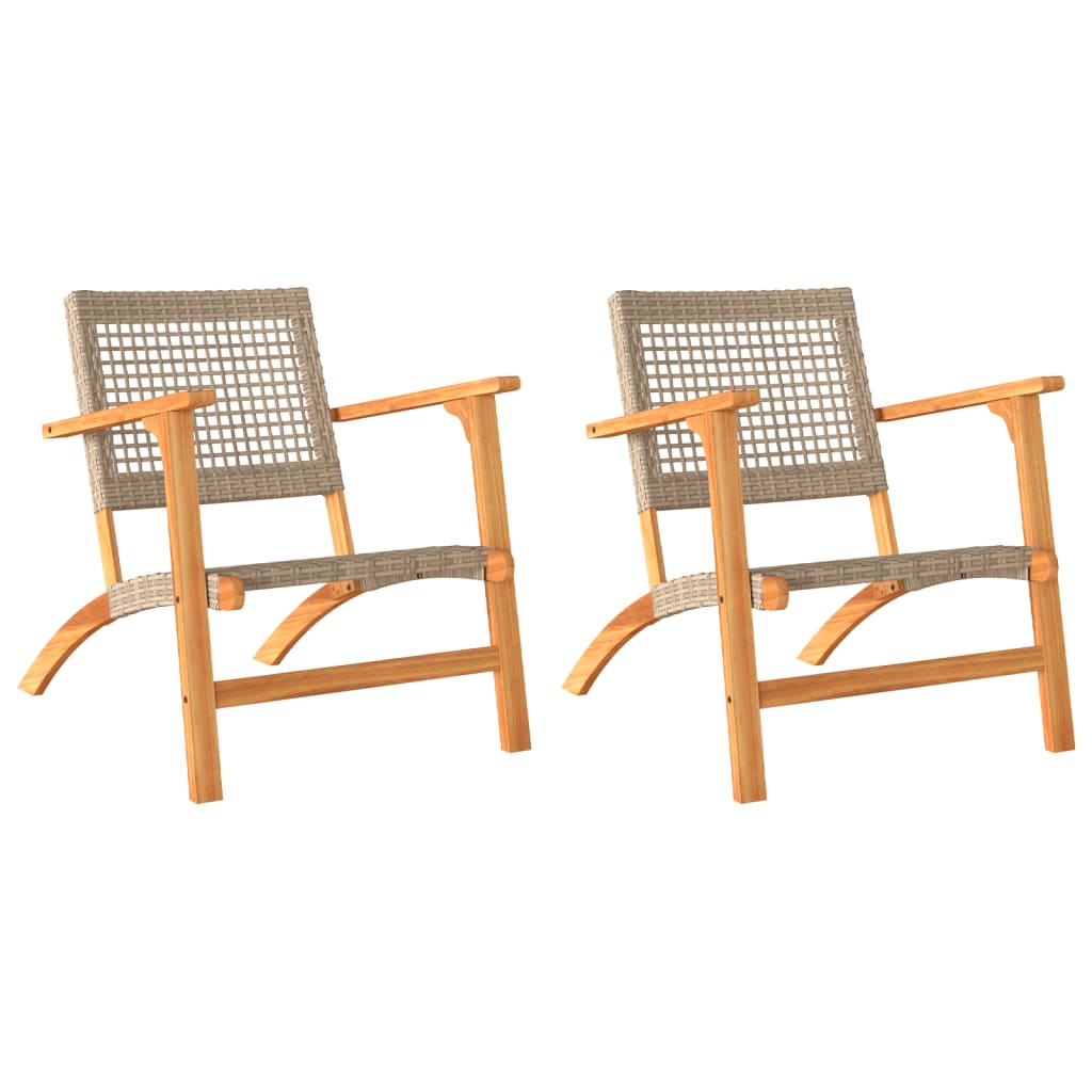 Garden Chairs 2 pcs Beige Poly Rattan and Acacia Wood