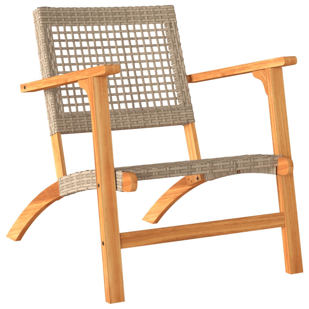Garden Chairs 2 pcs Beige Poly Rattan and Acacia Wood