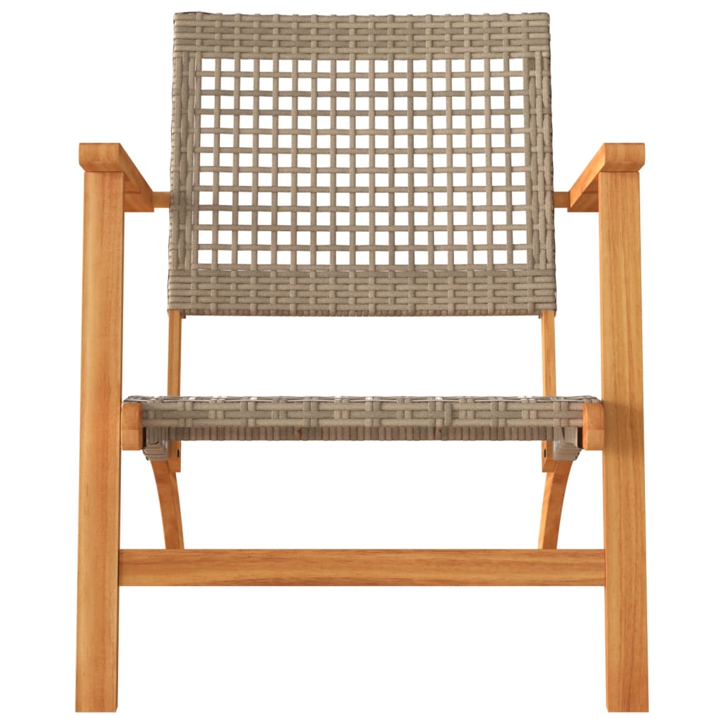 Garden Chairs 2 pcs Beige Poly Rattan and Acacia Wood