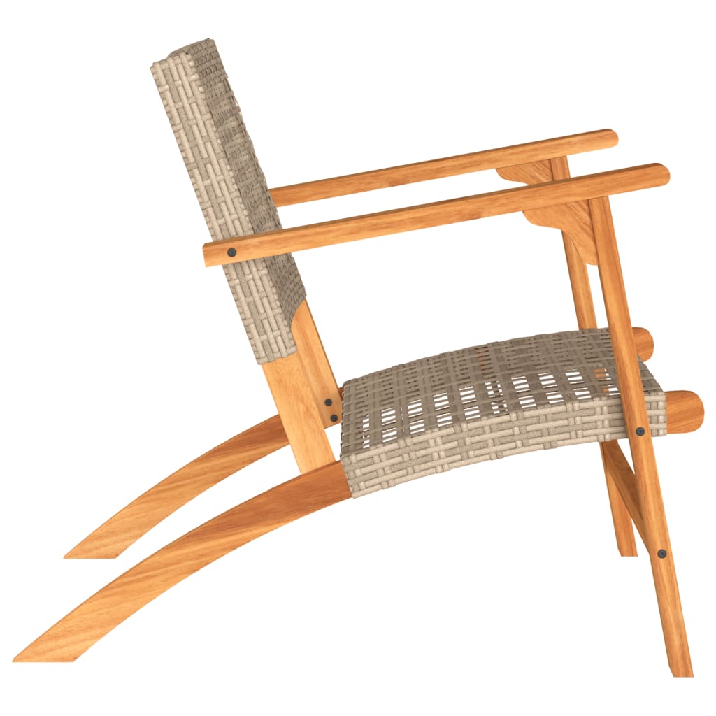 Garden Chairs 2 pcs Beige Poly Rattan and Acacia Wood