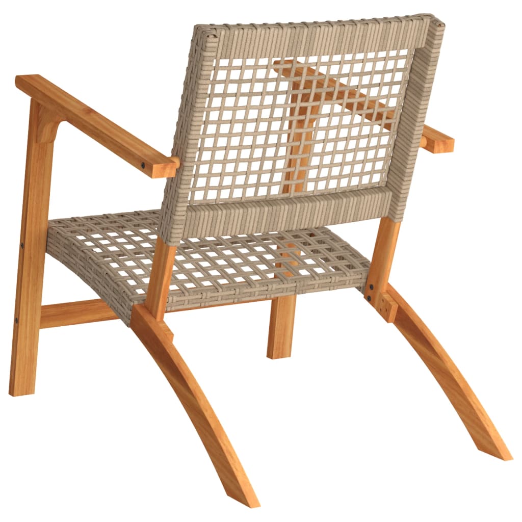 Garden Chairs 2 pcs Beige Poly Rattan and Acacia Wood
