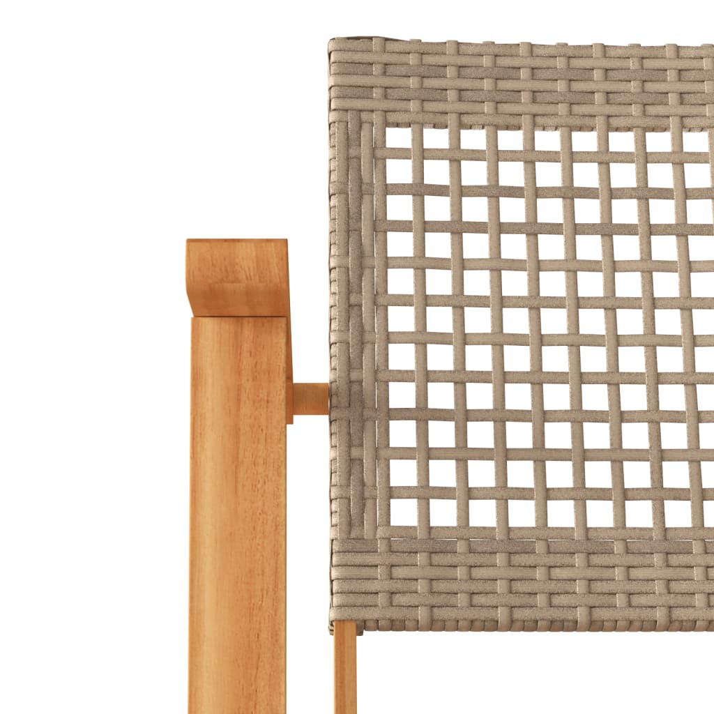 Garden Chairs 2 pcs Beige Poly Rattan and Acacia Wood