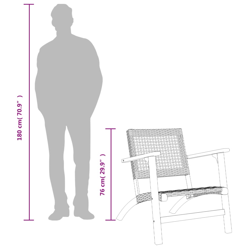 Garden Chairs 2 pcs Beige Poly Rattan and Acacia Wood