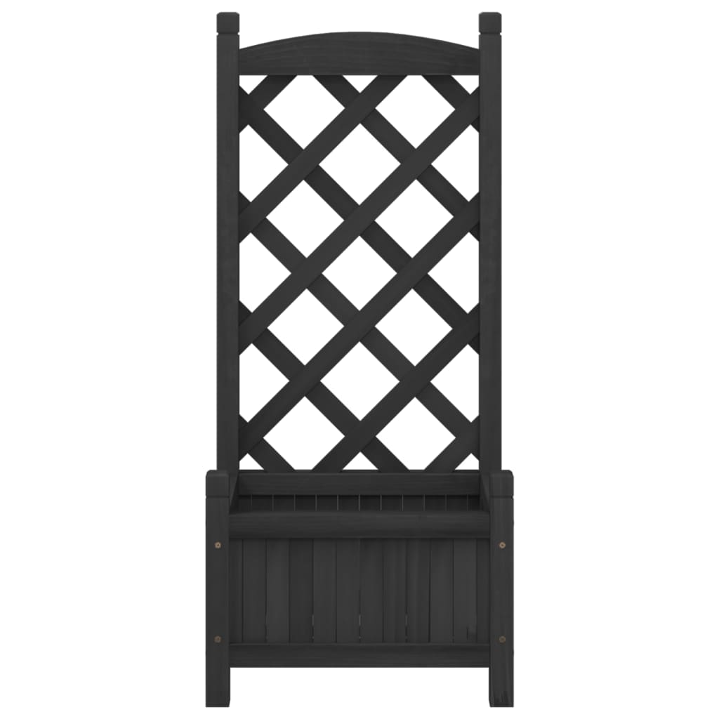 Planter with Trellis Black Solid Wood Fir
