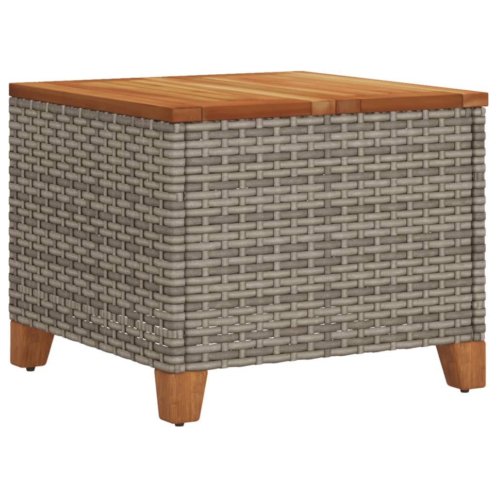 Garden Table Grey 45x45x37 cm Poly Rattan Acacia Wood