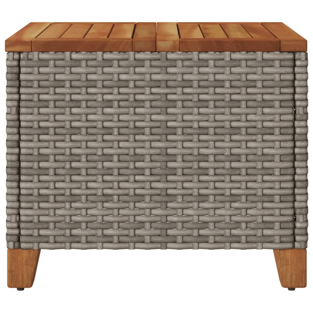 Garden Table Grey 45x45x37 cm Poly Rattan Acacia Wood