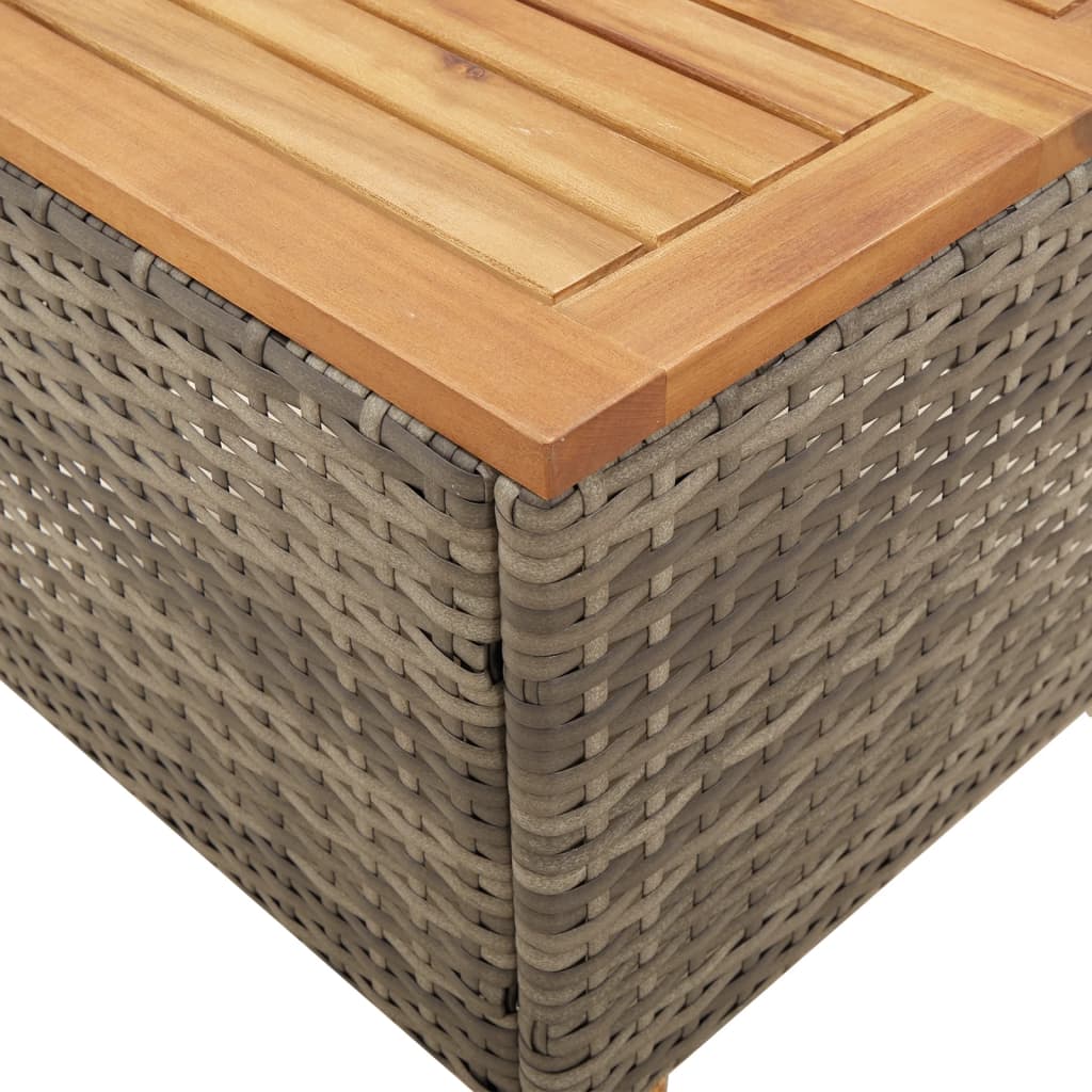 Garden Table Grey 45x45x37 cm Poly Rattan Acacia Wood