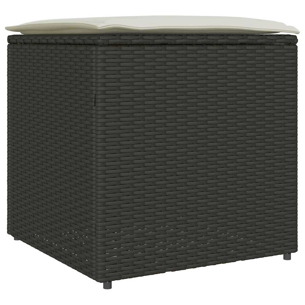 Cushion Box with Storage Black 50 x 50 x 50 cm Poly Rattan