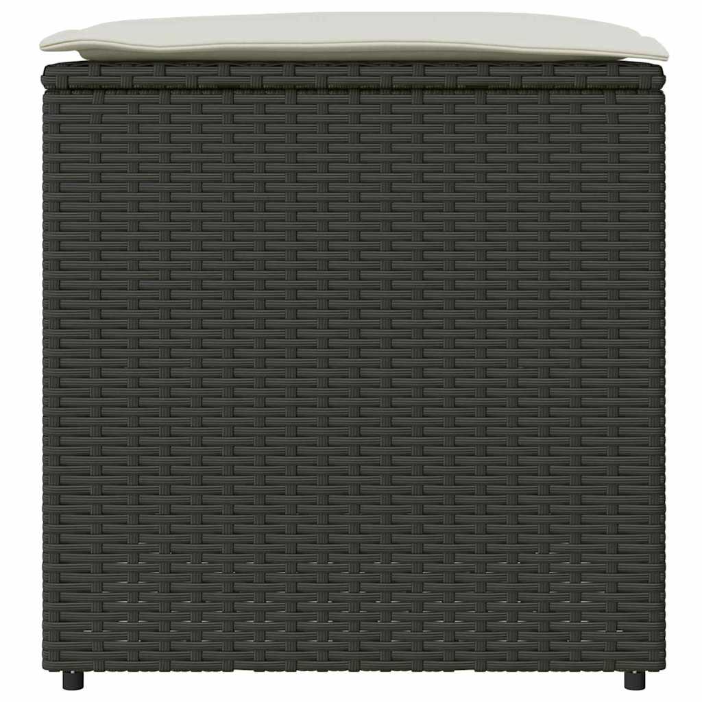 Cushion Box with Storage Black 50 x 50 x 50 cm Poly Rattan