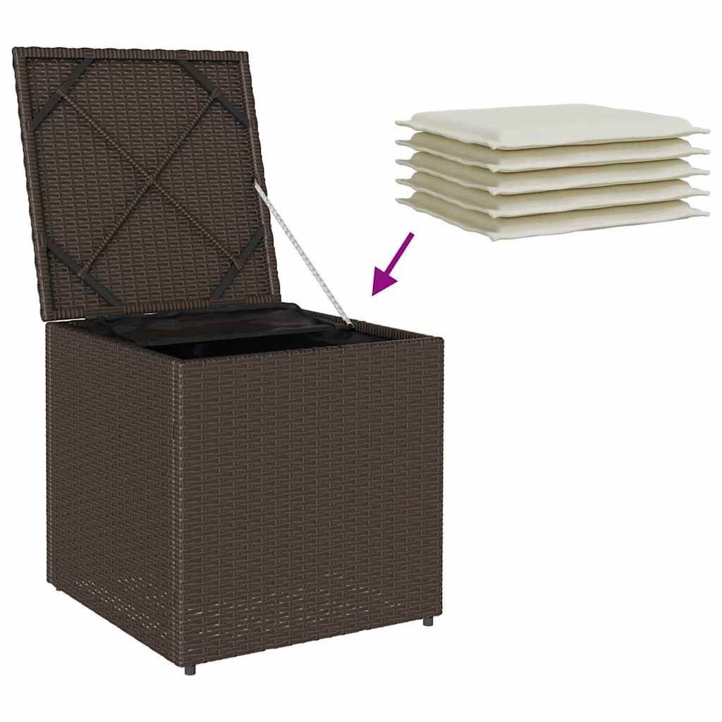 Cushion Box with Storage Brown 50 x 50 x 50 cm Poly Rattan