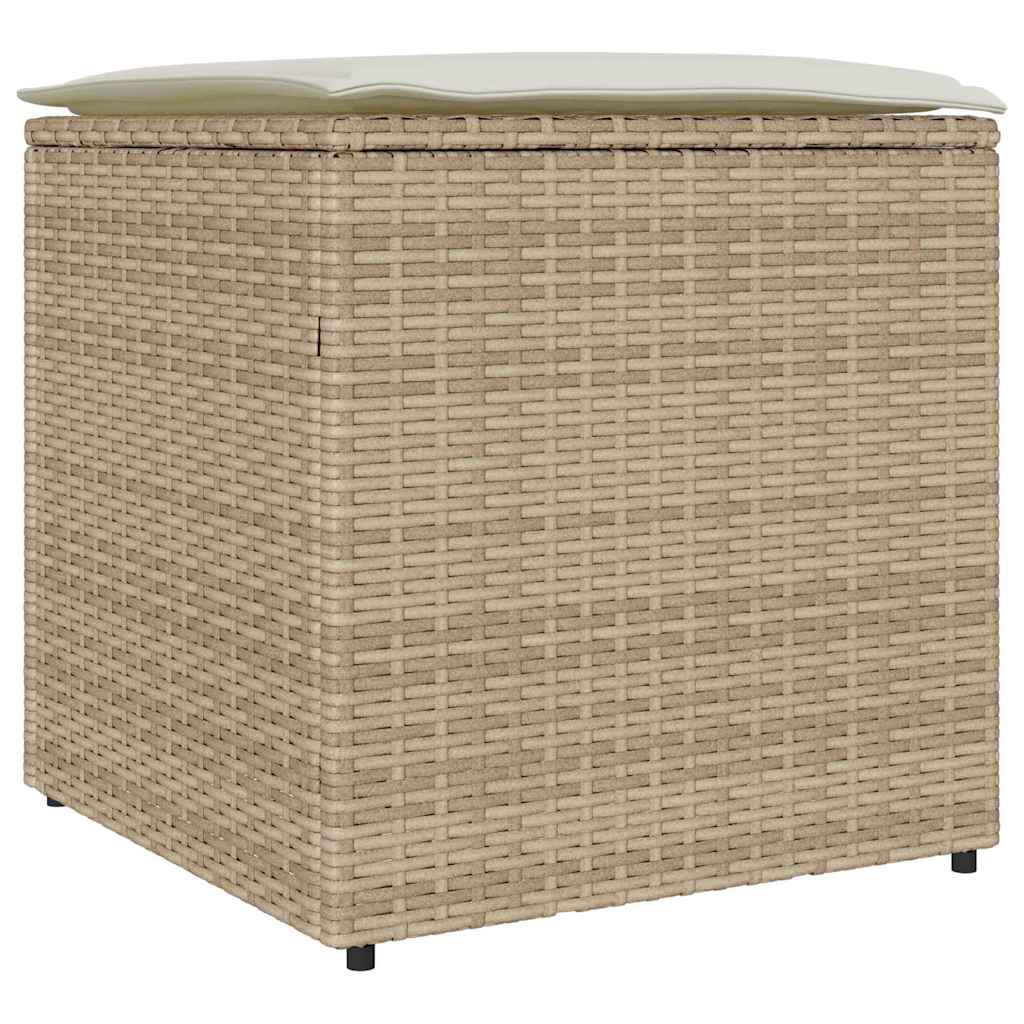 Cushion Box with Storage Beige 50 x 50 x 50 cm Poly Rattan