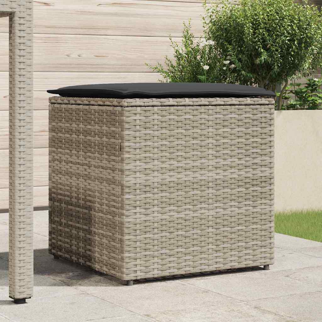 Cushion Box with Storage Light grey 50 x 50 x 50 cm Poly Rattan