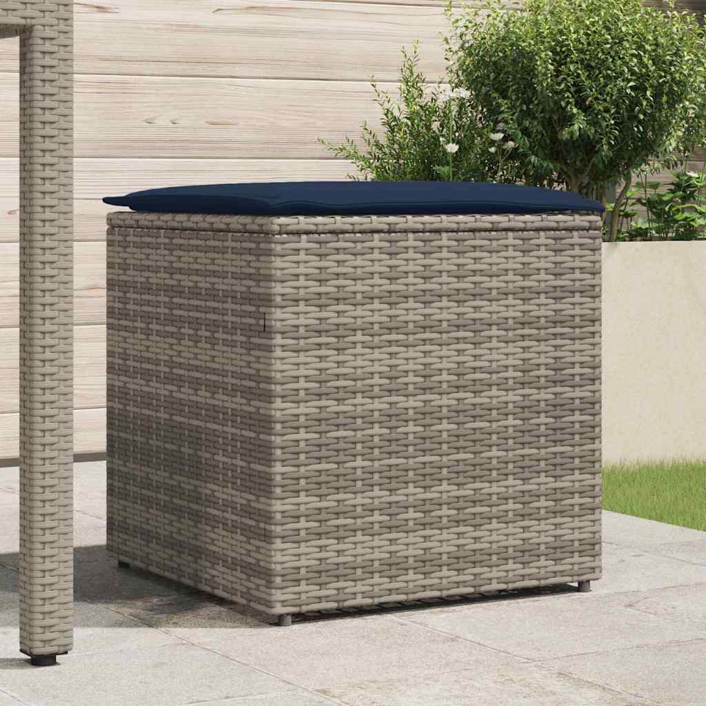 Cushion Box with Storage Grey 50 x 50 x 50 cm Poly Rattan