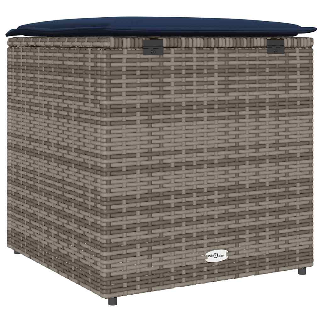 Cushion Box with Storage Grey 50 x 50 x 50 cm Poly Rattan