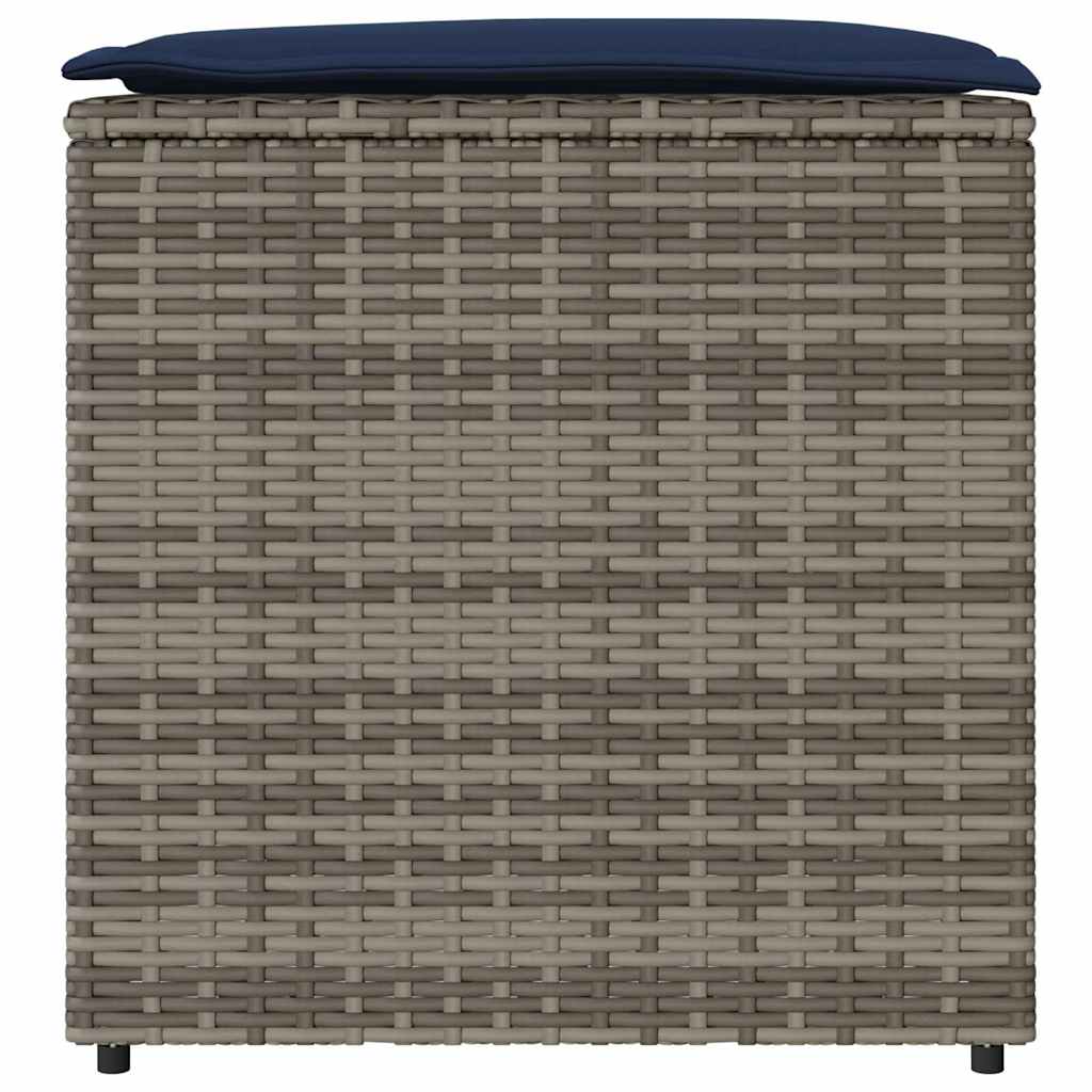 Cushion Box with Storage Grey 50 x 50 x 50 cm Poly Rattan