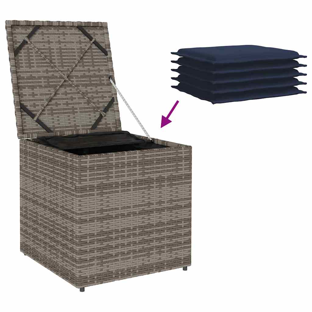 Cushion Box with Storage Grey 50 x 50 x 50 cm Poly Rattan