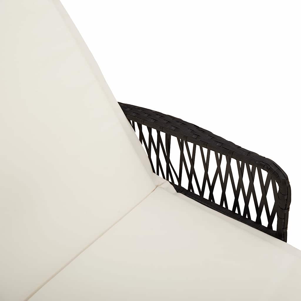 Sun lounger Reclining Black 157 x 55 x 92cm Poly Rattan